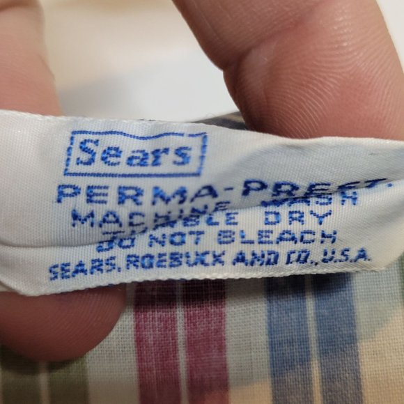 Vintage Dress Sears Perma Prest Stripes Peter Pan Collar Button Front Size 12/14 - Picture 7 of 9